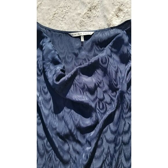 Trina Turk 100% Silk Short Sleeve Feathered Print Shift Dress Size 6 - Picture 4 of 11